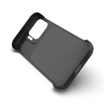 For iPhone 16 Magnetic Case with Lens Frame Kickstand Carbon Fiber Texture Hard PC Half-Wrapped Phone Cover