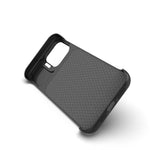 For iPhone 16 Pro Max Magnetic Case with Lens Frame Kickstand Carbon Fiber Texture Hard PC Half-Wrapped Phone Cover