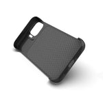 For iPhone 15 Magnetic Case with Lens Frame Kickstand Carbon Fiber Texture Hard PC Half-Wrapped Phone Cover