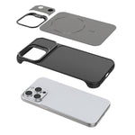 Til iPhone 15 Pro Magnetisk Cover med Linseramme Støtteben Kulfiber Tekstur Hård PC Halv-Indpakket Telefon Cover