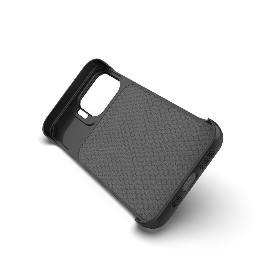 For iPhone 18 Pro  /  17 Pro Magnetic Case with Lens Frame Kickstand Carbon Fiber Texture Hard PC Half-Wrapped Phone Cover - Orange
