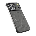 Til iPhone 14 Pro Max Magnetisk Cover med Linseramme Støtteben Kulfiber Tekstur Hårdt PC Halv-Indpakket Telefoncover