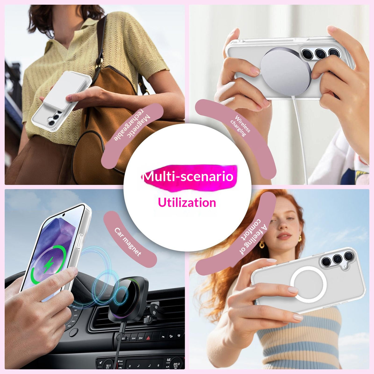 For Samsung Galaxy A35 5G Magnetic Case PC + TPU Matte Phone Cover with 2Pcs Camera Protector + 2Pcs Screen Protector