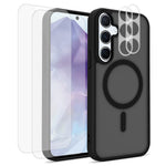 For Samsung Galaxy S25+ Magnetic Case PC + TPU Matte Phone Cover with 2Pcs Camera Protector + 2Pcs Screen Protector