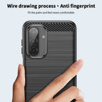 MOFI for Samsung Galaxy A27 5G Back Cover Brushed Texture Carbon Fiber Soft TPU Case
