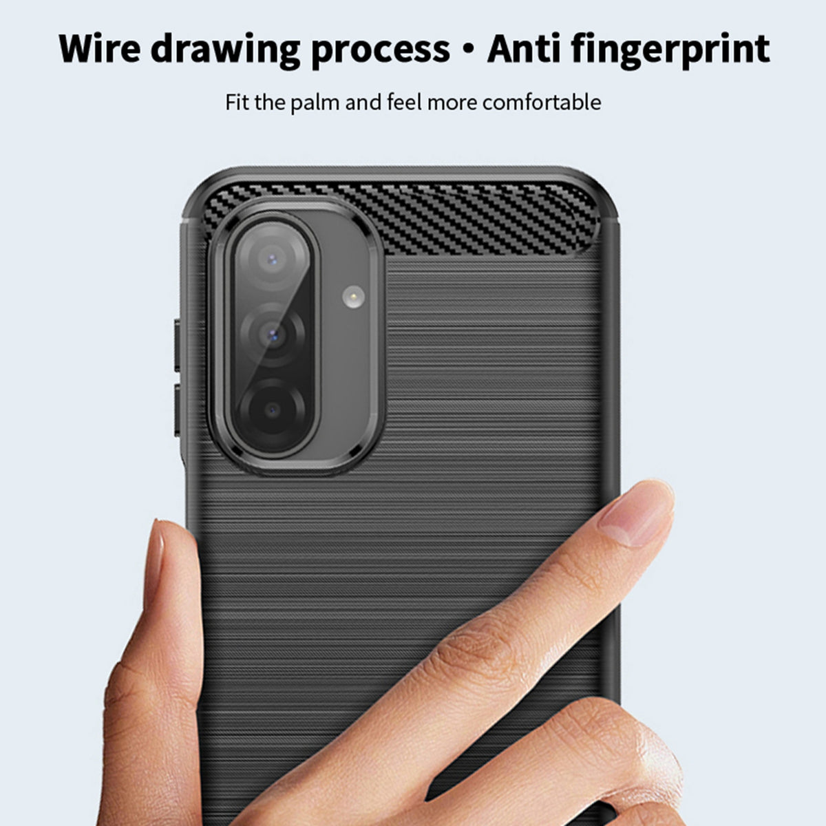 MOFI for Samsung Galaxy A27 5G Back Cover Brushed Texture Carbon Fiber Soft TPU Case