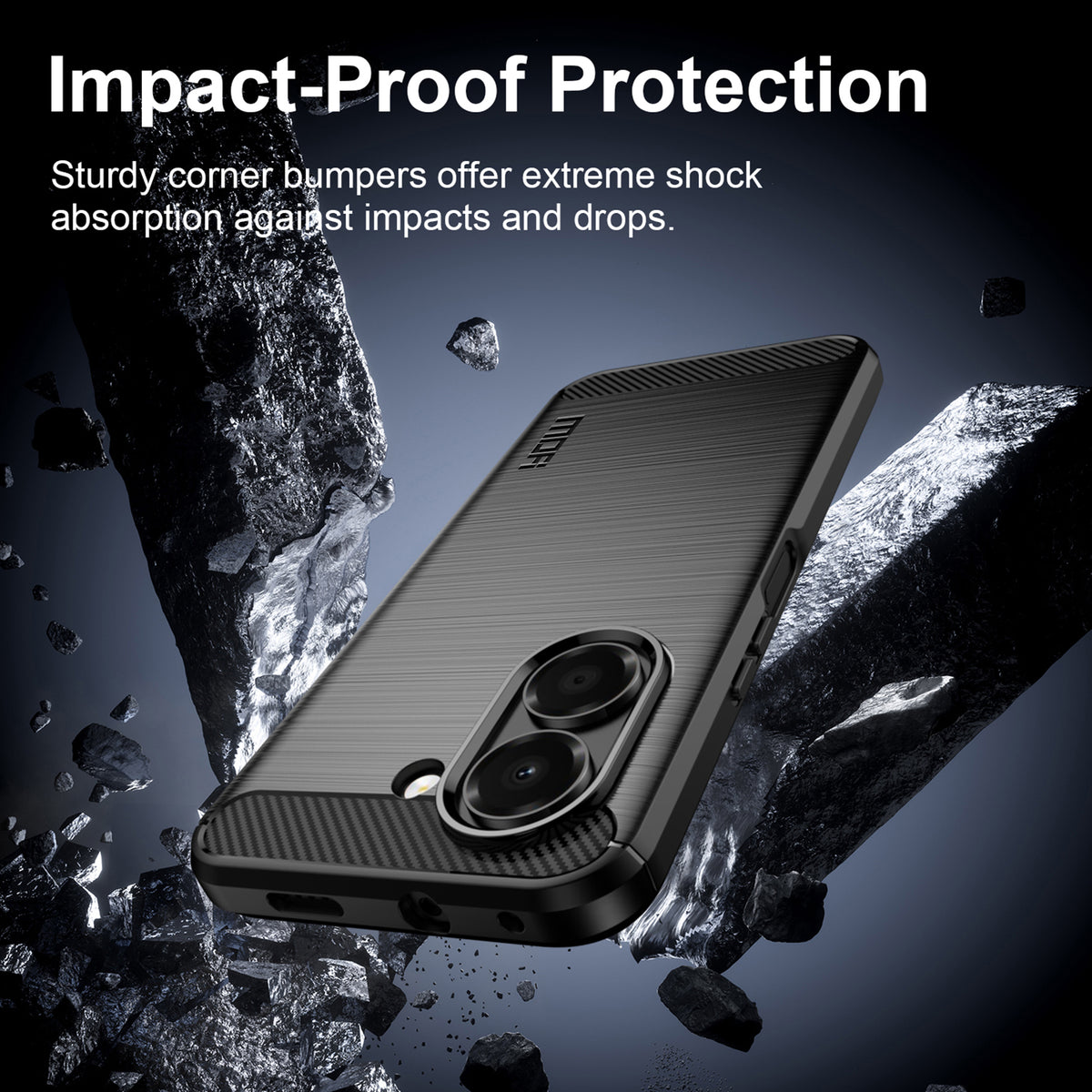 MOFI til Honor X7e 4G Bagcover Børstet Tekstur Kulfiber Blødt TPU-etui