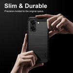 MOFI til Honor X7e 4G Bagcover Børstet Tekstur Kulfiber Blødt TPU-etui