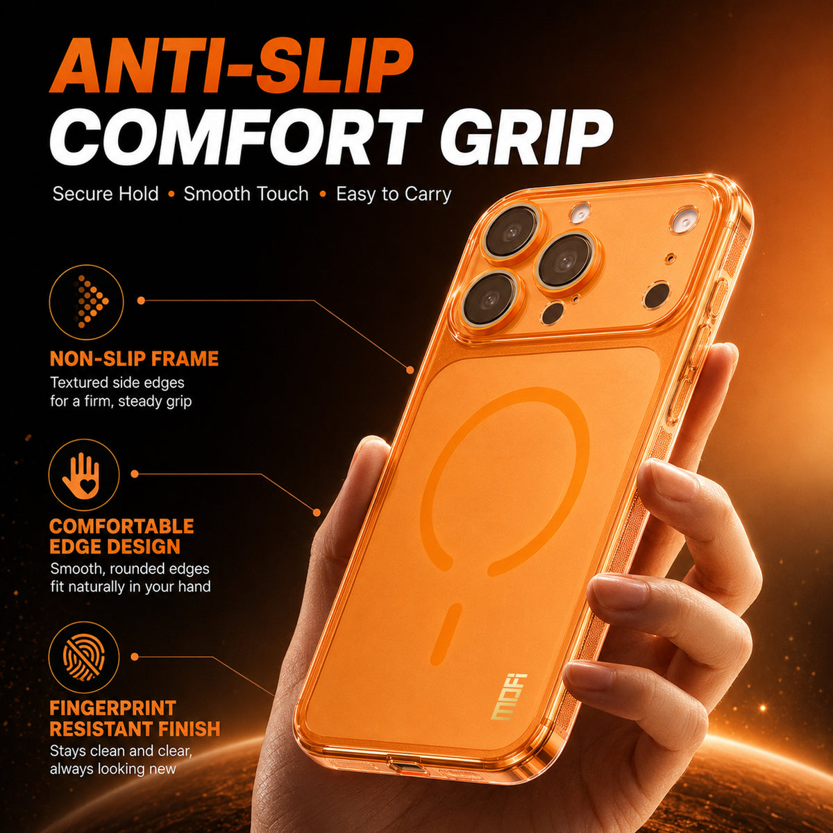 MOFI for iPhone 15 Pro Max Simple Series Matte Translucent TPU Full-Cover Phone Case with Mirror Film