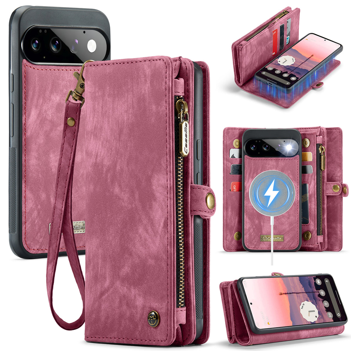 CASEME for Google Pixel 11 Pro / Google Pixel 11 008 Phone Cases Leather Cover with Detachable Wallet and Strap