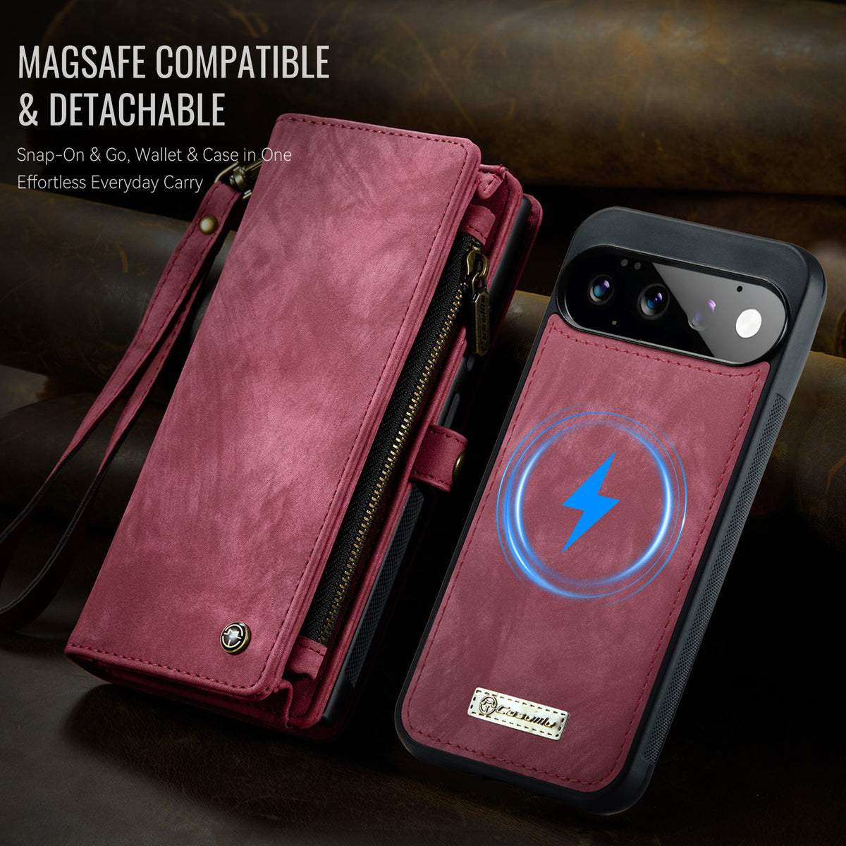 CASEME for Google Pixel 11 Pro / Google Pixel 11 008 Phone Cases Leather Cover with Detachable Wallet and Strap
