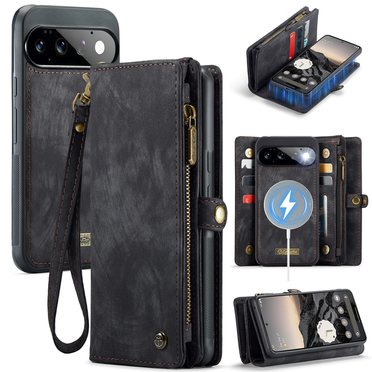 CASEME for Google Pixel 11 Pro / Google Pixel 11 008 Phone Cases Leather Cover with Detachable Wallet and Strap