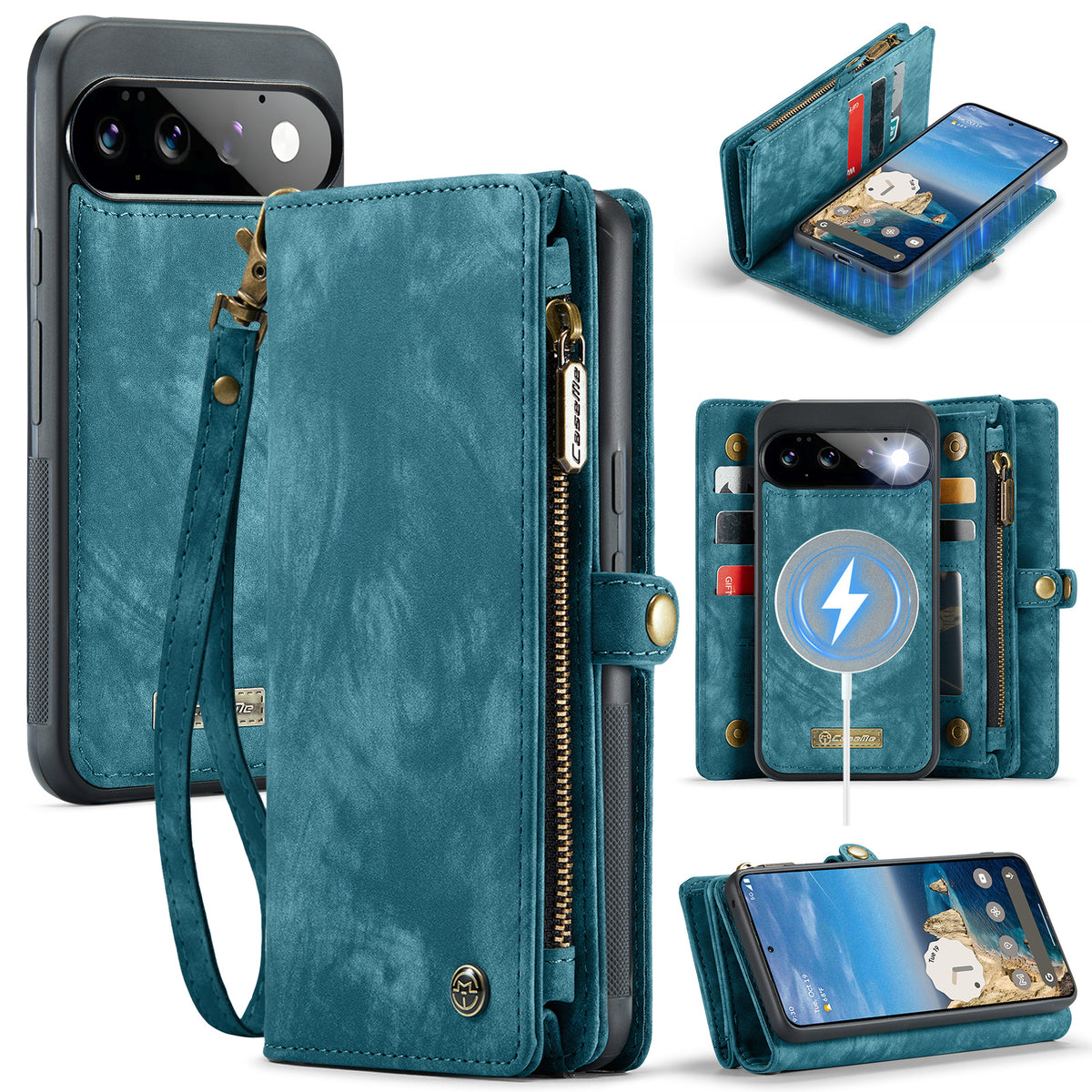 CASEME for Google Pixel 11 Pro / Google Pixel 11 008 Phone Cases Leather Cover with Detachable Wallet and Strap