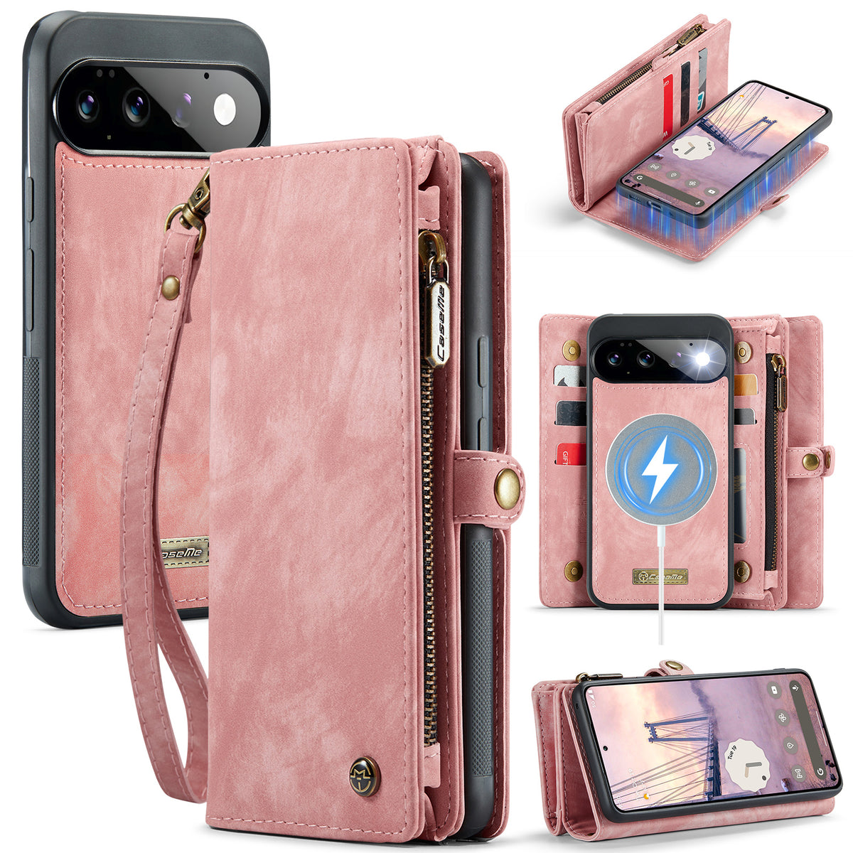 CASEME for Google Pixel 11 Pro / Google Pixel 11 008 Phone Cases Leather Cover with Detachable Wallet and Strap