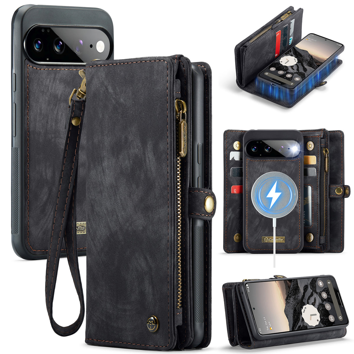 CASEME for Google Pixel 11 Pro XL 008 Phone Cases Leather Cover with Detachable Wallet and Strap