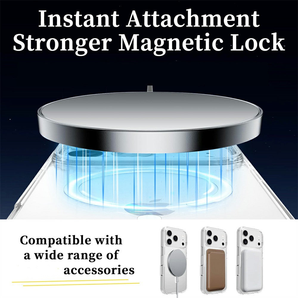 For iPhone 18 Pro Magnetic Case TPU + Acrylic Clear Phone Cover with 2Pcs Camera Protector + 2Pcs Tempered Glass Screen Protector