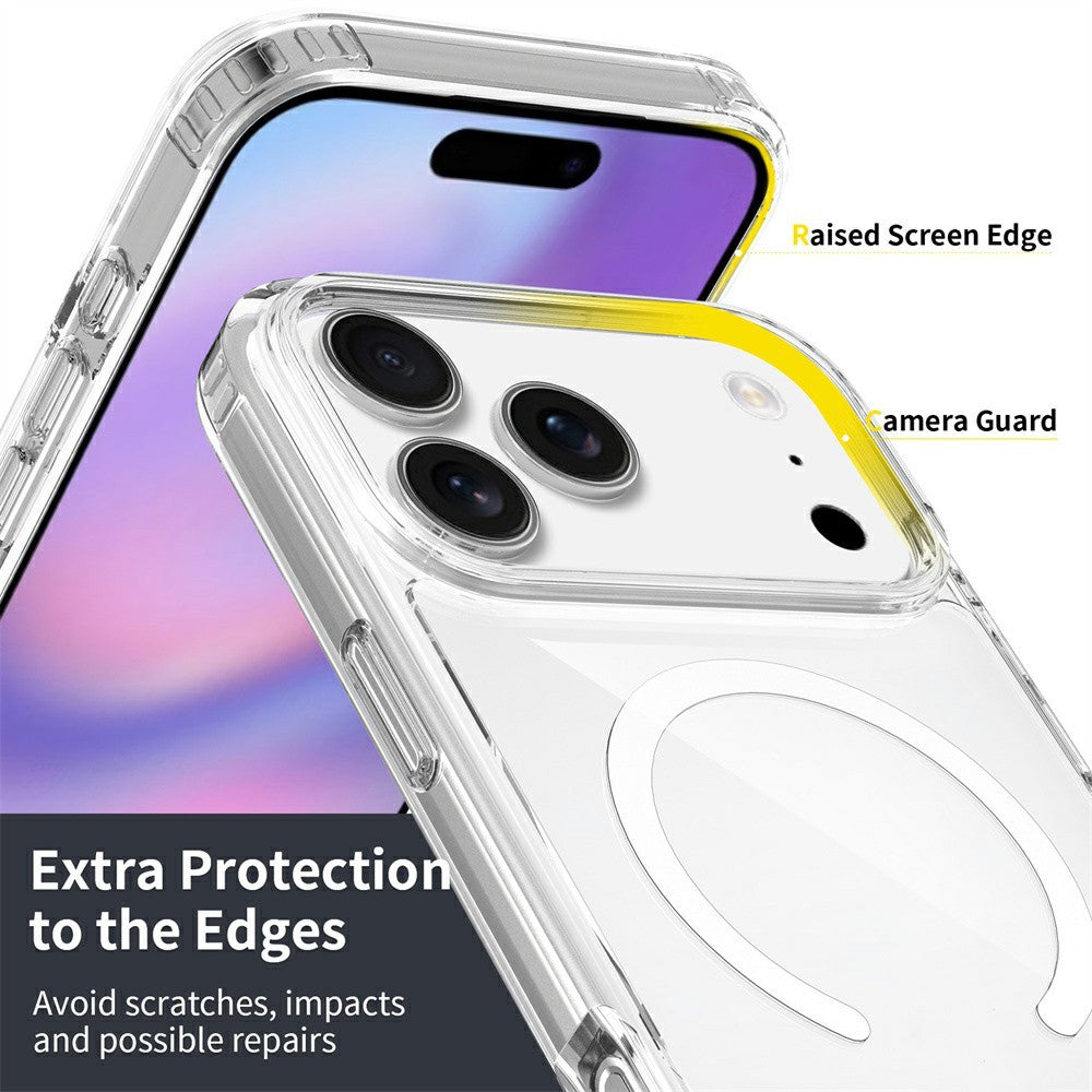 For iPhone 18 Pro Magnetic Case TPU + Acrylic Clear Phone Cover with 2Pcs Camera Protector + 2Pcs Tempered Glass Screen Protector