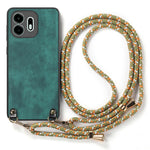 For OnePlus N6 4G Case Retro Leather Phone Back Cover with Adjustable Strap