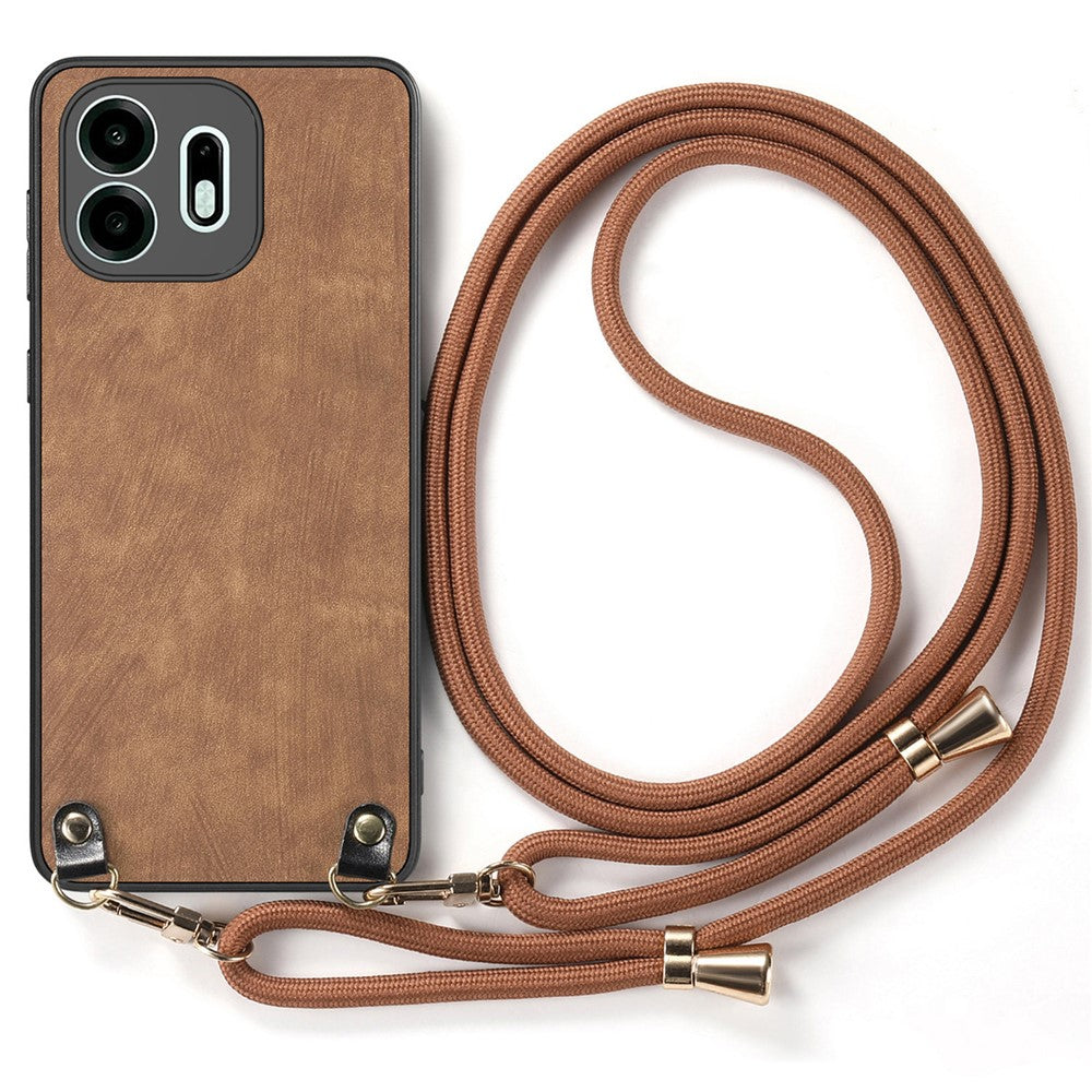 For OnePlus N6 4G Case Retro Leather Phone Back Cover with Adjustable Strap