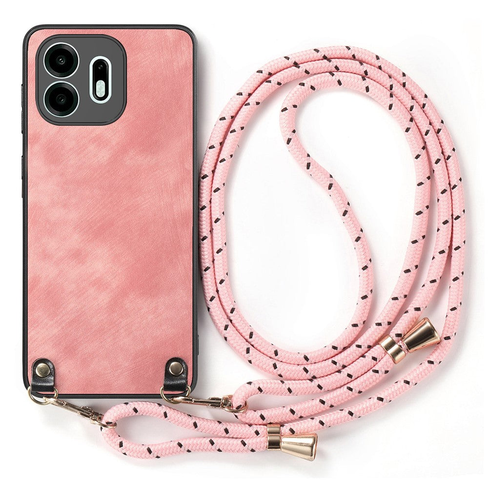 For OnePlus N6 4G Case Retro Leather Phone Back Cover with Adjustable Strap