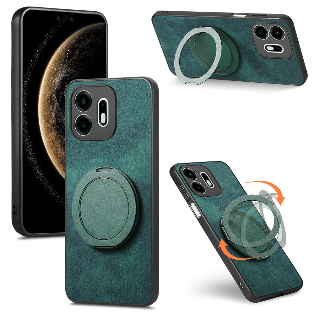 For OnePlus N6 4G Stress Relief Retro Leather Back Cover Phone Case with Rotating Kickstand