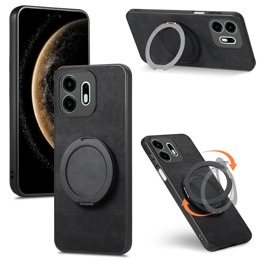 For OnePlus N6 4G Stress Relief Retro Leather Back Cover Phone Case with Rotating Kickstand