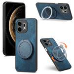 For OnePlus N6 4G Stress Relief Retro Leather Back Cover Phone Case with Rotating Kickstand