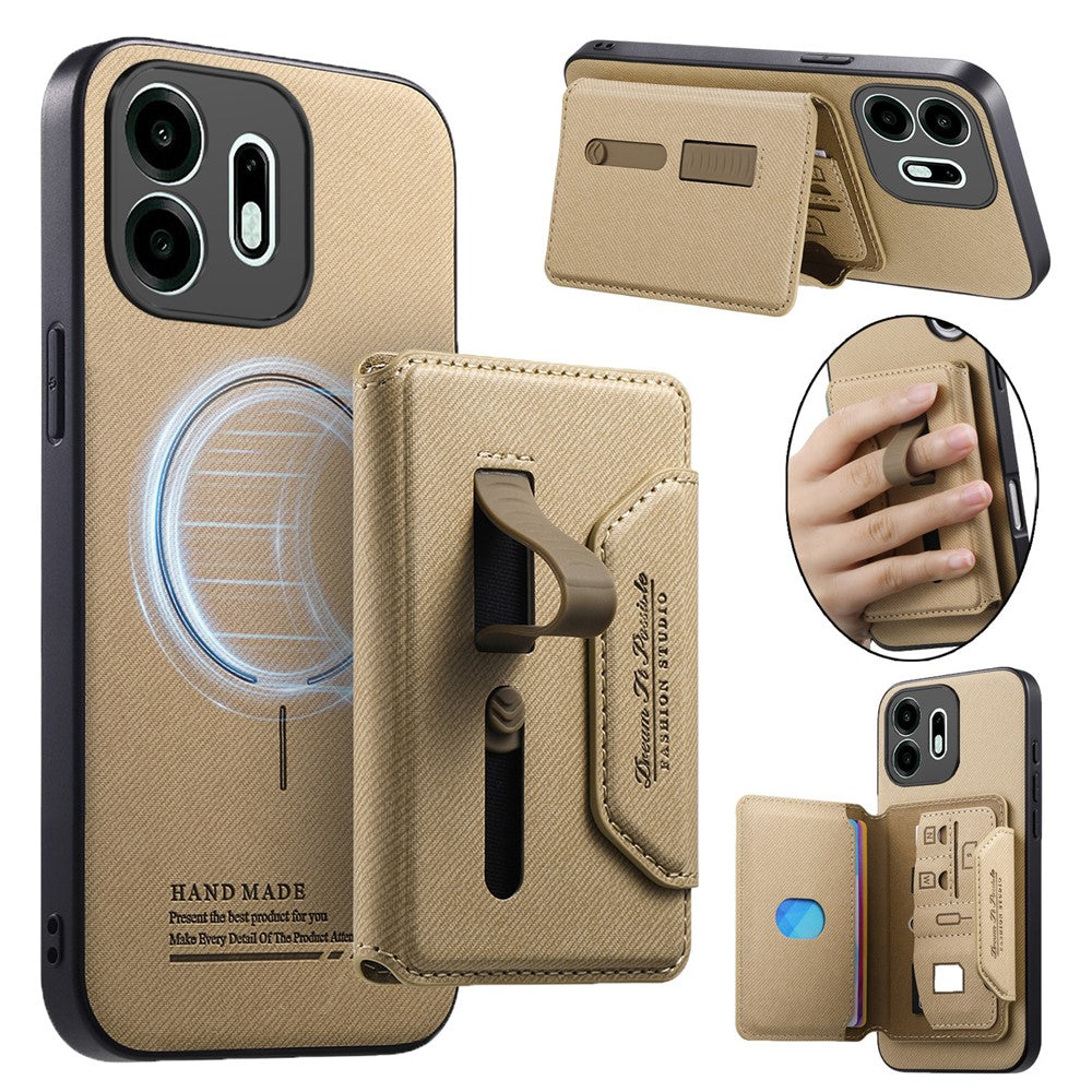 For OnePlus N6 4G Magnetic Case PU Leather + PC + TPU Anti-Scratch Back Cover with Detachable Card Holder