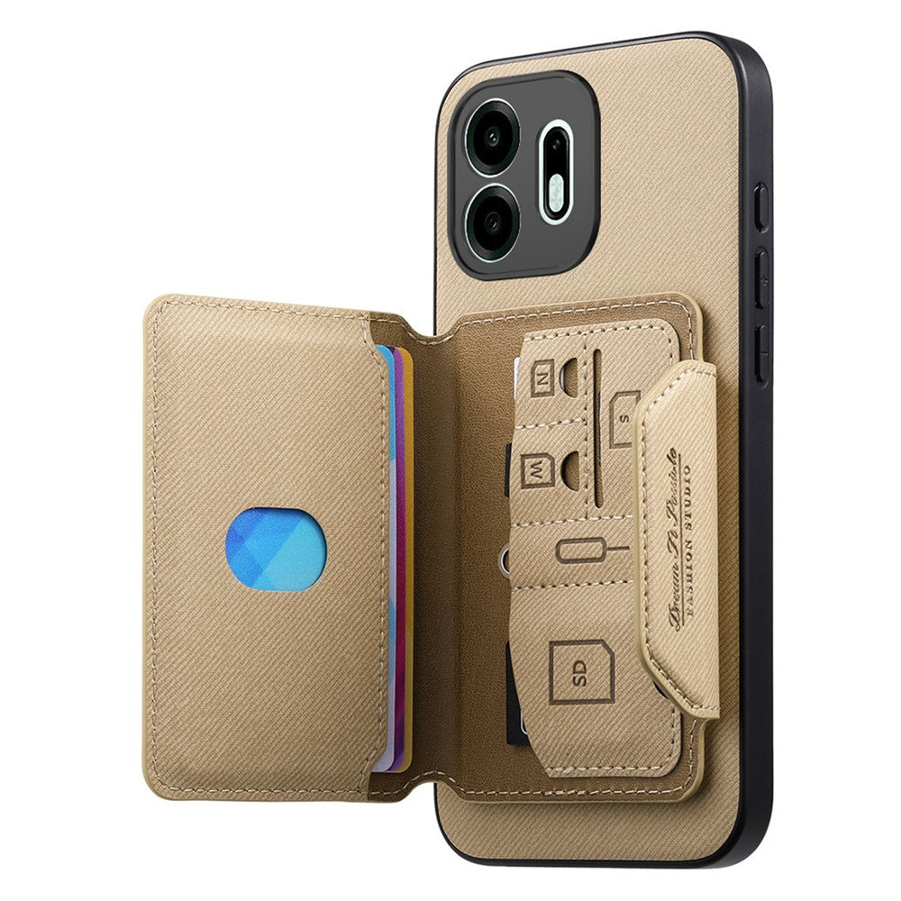 For OnePlus N6 4G Magnetic Case PU Leather + PC + TPU Anti-Scratch Back Cover with Detachable Card Holder