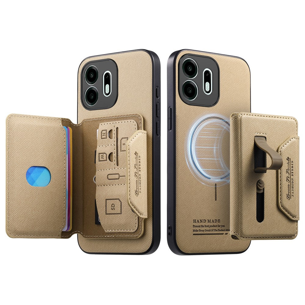 For OnePlus N6 4G Magnetic Case PU Leather + PC + TPU Anti-Scratch Back Cover with Detachable Card Holder