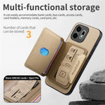 For OnePlus N6 4G Magnetic Case PU Leather + PC + TPU Anti-Scratch Back Cover with Detachable Card Holder