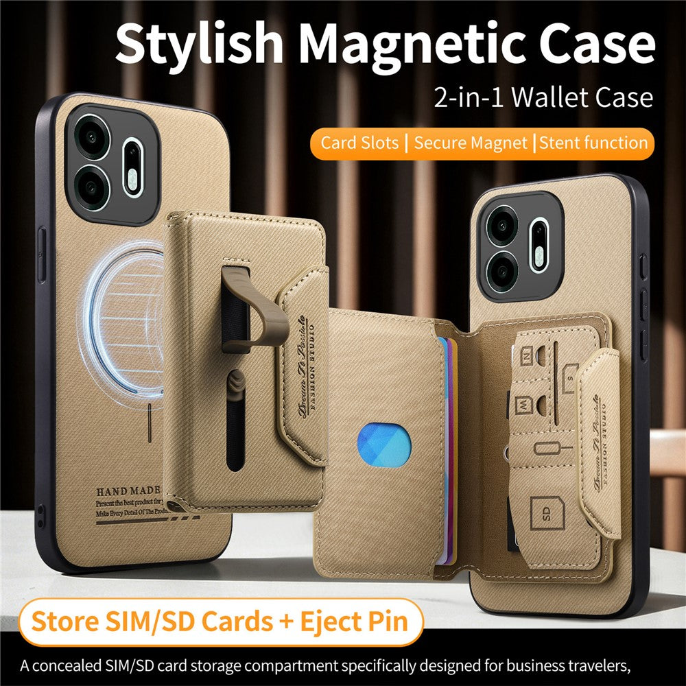 For OnePlus N6 4G Magnetic Case PU Leather + PC + TPU Anti-Scratch Back Cover with Detachable Card Holder