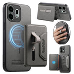 For OnePlus N6 4G Magnetic Case PU Leather + PC + TPU Anti-Scratch Back Cover with Detachable Card Holder