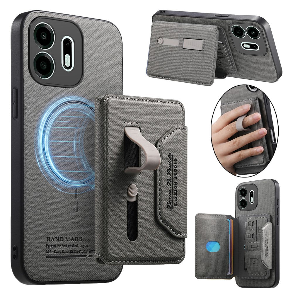 For OnePlus N6 4G Magnetic Case PU Leather + PC + TPU Anti-Scratch Back Cover with Detachable Card Holder