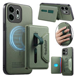 For OnePlus N6 4G Magnetic Case PU Leather + PC + TPU Anti-Scratch Back Cover with Detachable Card Holder