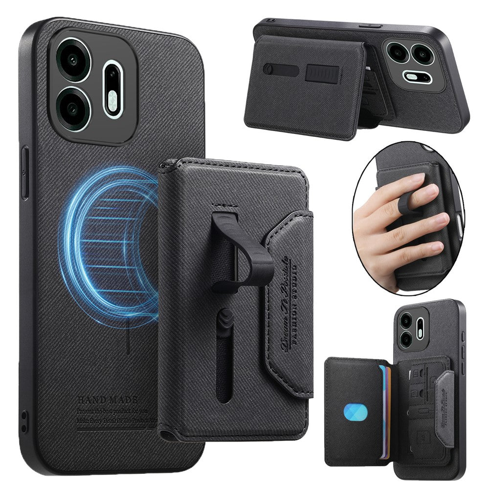 For OnePlus N6 4G Magnetic Case PU Leather + PC + TPU Anti-Scratch Back Cover with Detachable Card Holder