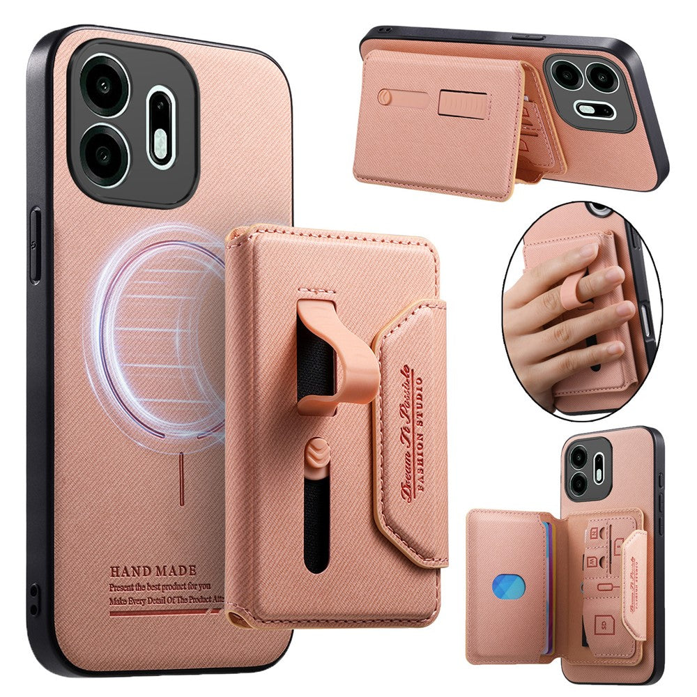For OnePlus N6 4G Magnetic Case PU Leather + PC + TPU Anti-Scratch Back Cover with Detachable Card Holder