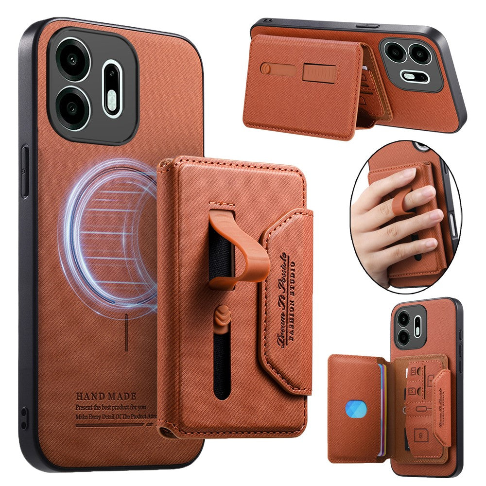 For OnePlus N6 4G Magnetic Case PU Leather + PC + TPU Anti-Scratch Back Cover with Detachable Card Holder