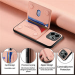 For OnePlus N6 4G Case Zipper Card Holder Kickstand Jeans Cloth Texture Leather Phone Back Cover