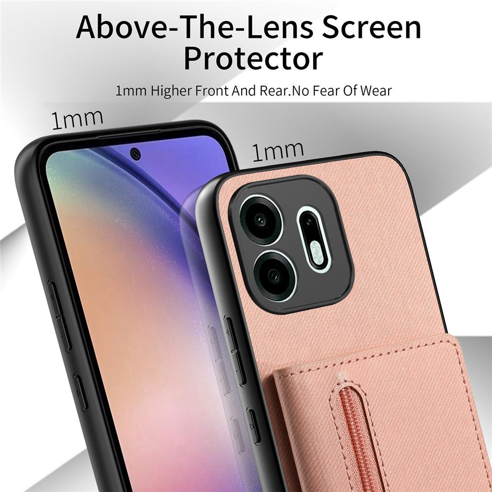 For OnePlus N6 4G Case Zipper Card Holder Kickstand Jeans Cloth Texture Leather Phone Back Cover