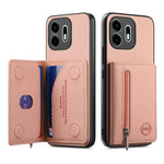 For OnePlus N6 4G Case Zipper Card Holder Kickstand Jeans Cloth Texture Leather Phone Back Cover