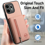 For OnePlus N6 4G Case Zipper Card Holder Kickstand Jeans Cloth Texture Leather Phone Back Cover