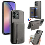For OnePlus N6 4G Case Zipper Card Holder Kickstand Jeans Cloth Texture Leather Phone Back Cover
