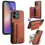 For OnePlus N6 4G Case Zipper Card Holder Kickstand Jeans Cloth Texture Leather Phone Back Cover