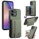 For OnePlus N6 4G Case Zipper Card Holder Kickstand Jeans Cloth Texture Leather Phone Back Cover