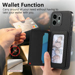 For OnePlus N6 4G Case RFID Blocking Carbon Fiber Leather Phone Back Cover with Card Holder