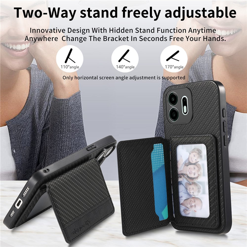 For OnePlus N6 4G Case RFID Blocking Carbon Fiber Leather Phone Back Cover with Card Holder