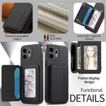 For OnePlus N6 4G Case RFID Blocking Carbon Fiber Leather Phone Back Cover with Card Holder