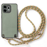 For OnePlus N6 4G Case Carbon Fiber Texture Hybrid Phone Back Cover with Adjustable Strap