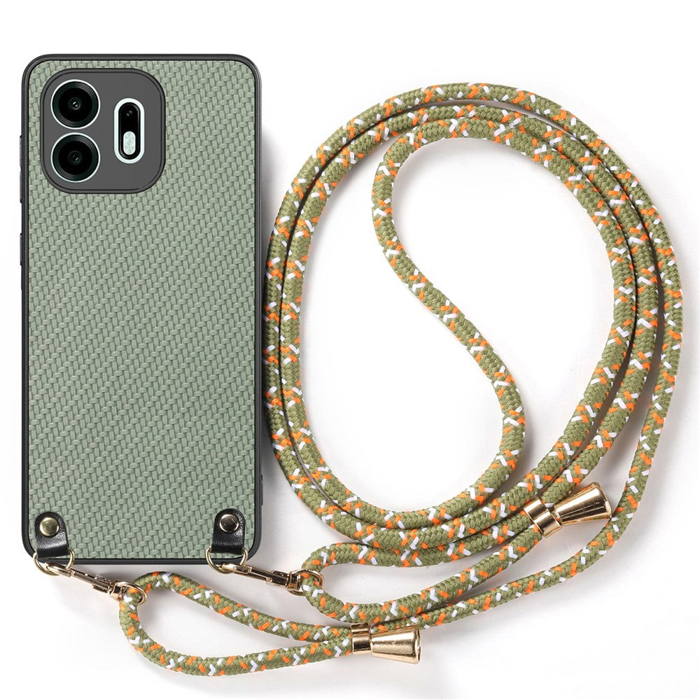 For OnePlus N6 4G Case Carbon Fiber Texture Hybrid Phone Back Cover with Adjustable Strap